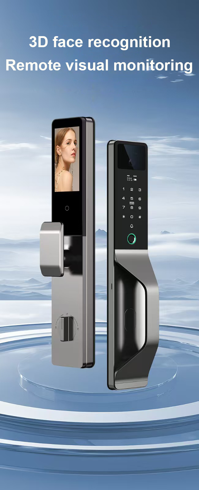 Smart Life Tuya WIFI Door Handle Face Fingerprint Keypad Card Video Doorbell Intercom Lock