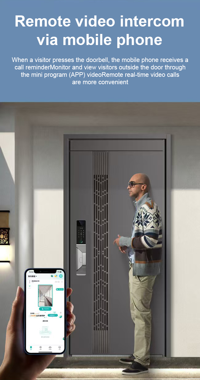 Smart Life Tuya WIFI Door Handle Face Fingerprint Keypad Card Video Doorbell Intercom Lock