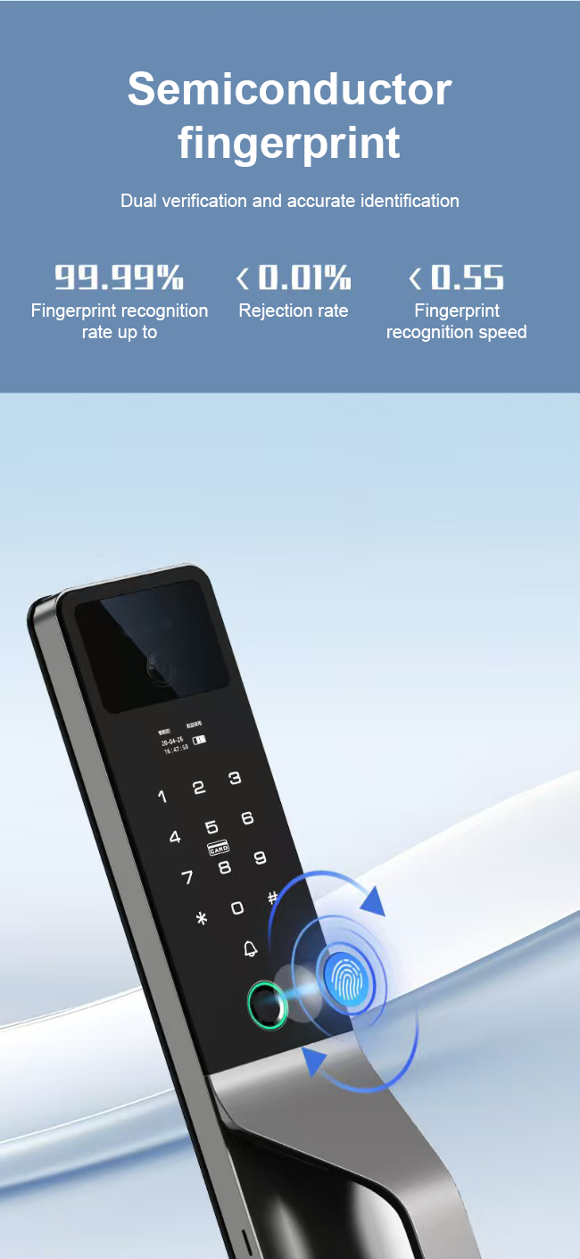 Smart Life Tuya WIFI Door Handle Face Fingerprint Keypad Card Video Doorbell Intercom Lock