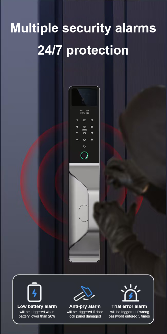 Smart Life Tuya WIFI Door Handle Face Fingerprint Keypad Card Video Doorbell Intercom Lock