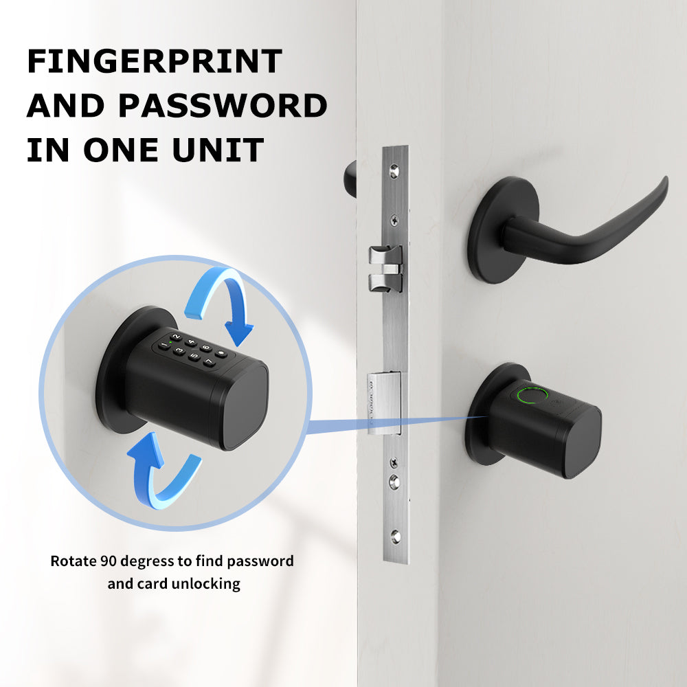 Smart Life Tuya Bluetooth Access Control Fingerprint Keypad Card Key Cylinder Door Lock (Black)