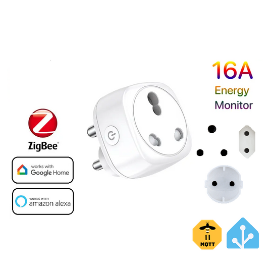 Zigbee 3.0 1CH 16A 3500W 3 Pin / 2 Pin Plug Switch w/ Power Monitor