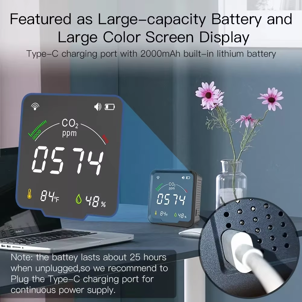 Smart Life Tuya WIFI Air Quality Monitor CO2 Temperature Humidity Sensor Detector | 5V