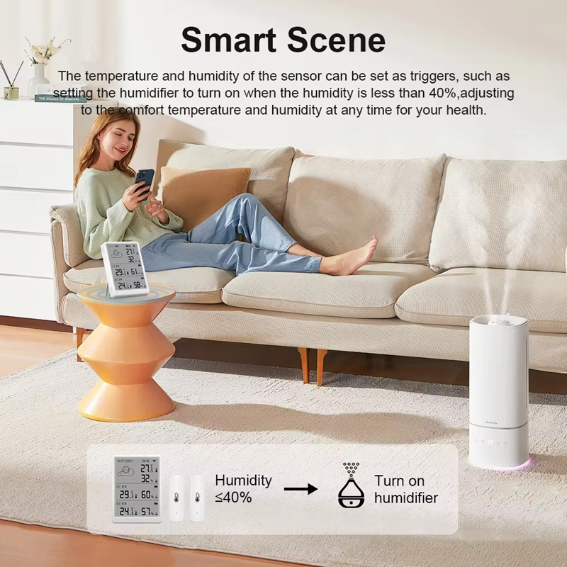 Smart Life Tuya WIFI Temperature Humidity Sensor w/ LCD Display Weather Time Date