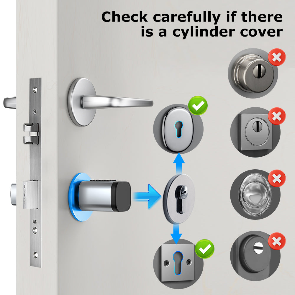 Smart Life Tuya Bluetooth Access Control Fingerprint Keypad Card Key Cylinder Door Lock (Silver)