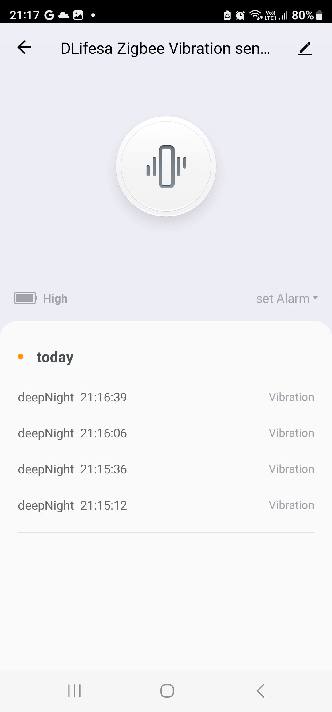 Smart Life Tuya Zigbee Vibration Sensor Detector | 3V