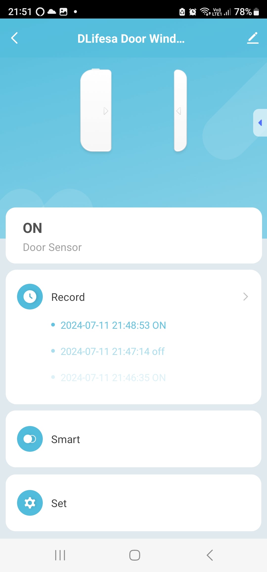 Smart Life Tuya WIFI Wireless Door / Window Sensor Detector | 3V
