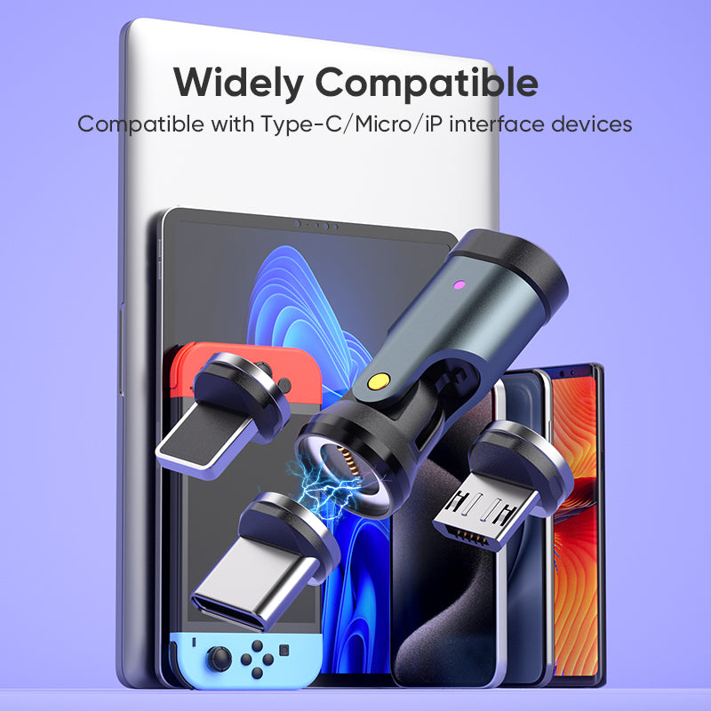 USB C to Magnetic Adaptor | 240W 48V 5A | Data Transfer Fast Charging | 360° 180° Rotatable | Black