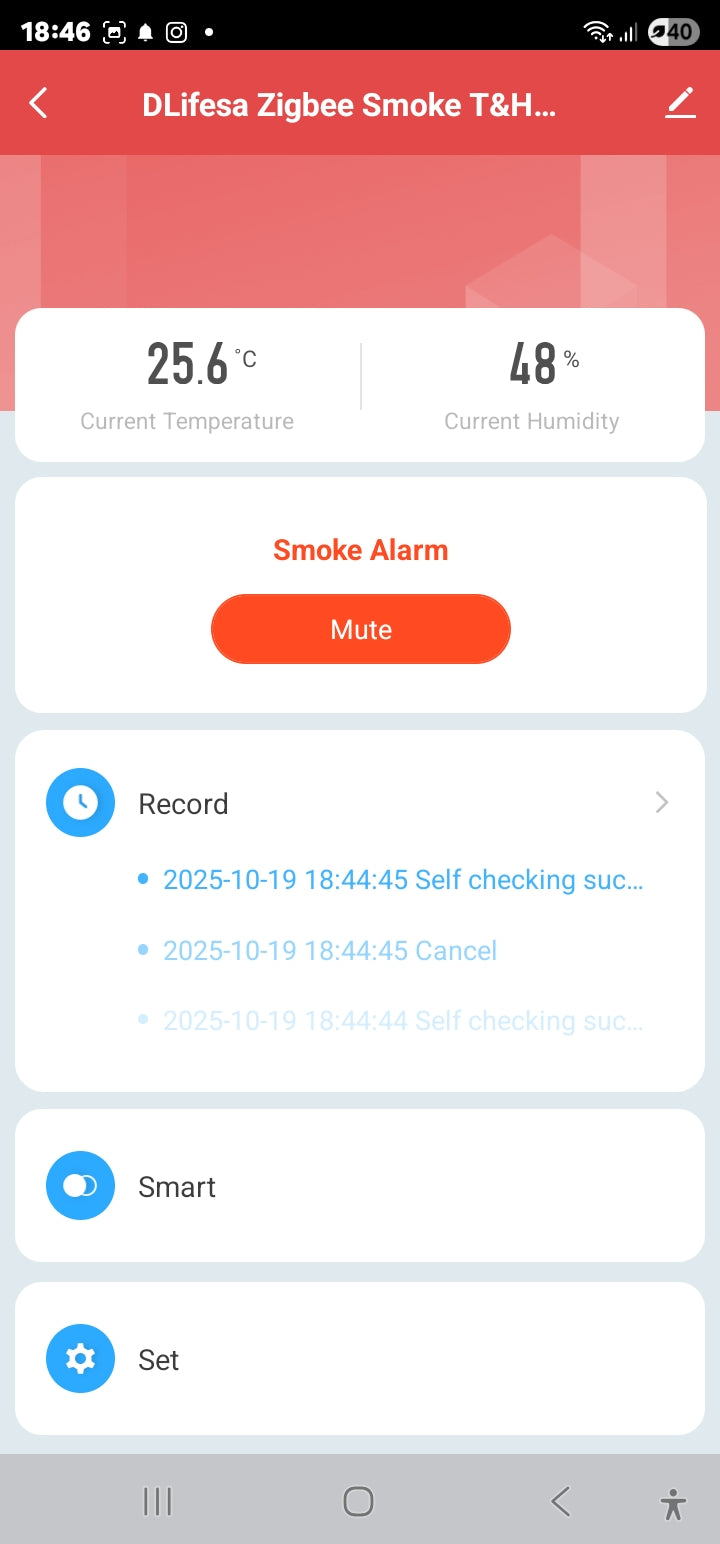 Smart Life Tuya Zigbee Smoke Temperature Humidity Detector Sensor w/ 80db Alarm Sound Speaker | 3V