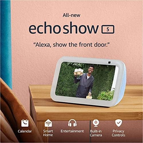 Echo Show 5 3rd Gen Smart display with deeper bass and clearer sound  in Glacier White