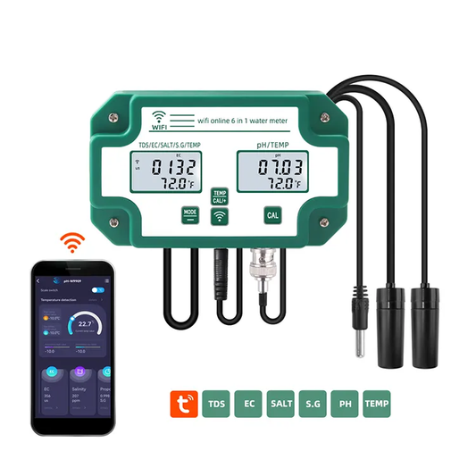 WIFI Control Smart Life Tuya Water Quality Detector 6 IN 1 TDS/EC/PH/Salinity /G.S/Temperature Tester PH Meter
