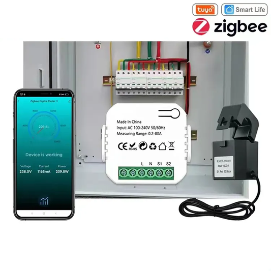 Smart Life Tuya Zigbee 1CH Mini Power Energy Monitor Clamp Meter 240V 80A Single phase