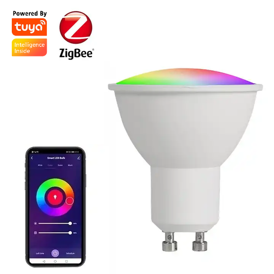 Smart Life Tuya Zigbee 5W GU10 RGB CCT LED Downlight Light Bulb | 2700K to 6500K | RGB