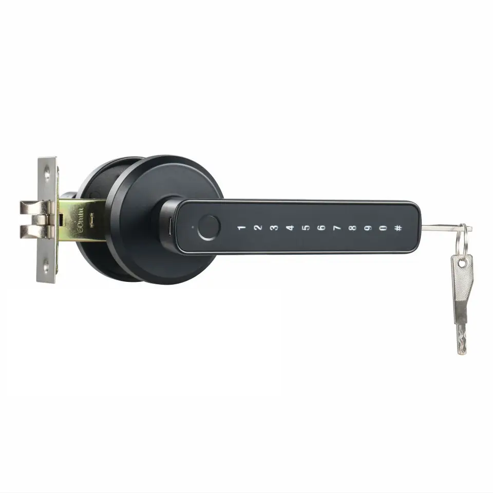 Smart Life Tuya Bluetooth BLE Access Control Fingerprint Keypad Smart Door Handle Lock (Black)