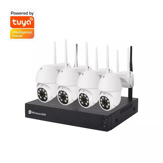 Smart Life Tuya NVR CCTV Camera Kit w/ 4 Waterproof 3MP PTZ Cameras & 2-way Audio