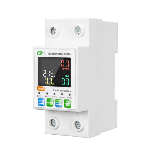Smart Life Tuya WIFI 2P w/ Neutral & Leakage | 240V 63A 13800W 13.8KW w/ Power Monitor