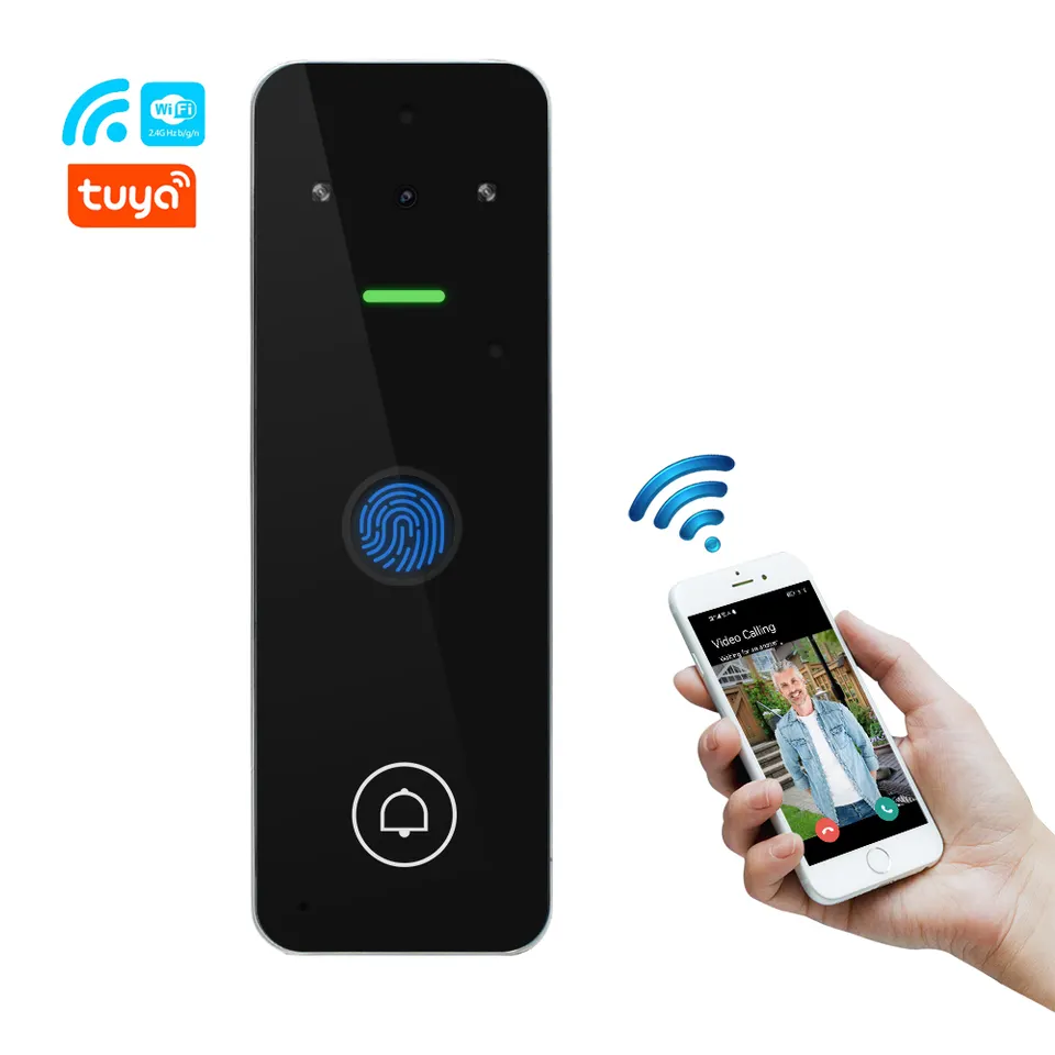 Smart Life Tuya WIFI Waterproof 12V Video Doorbell Access Control Fingerprint Card Door Gate VC4F