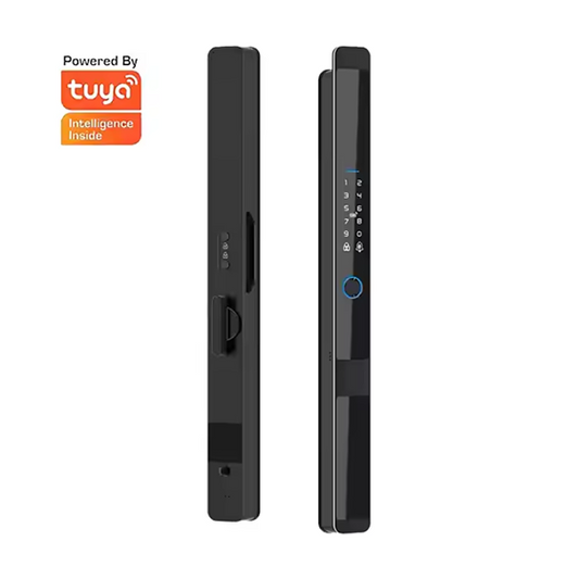 Smart Life Tuya WIFI Door Handle Fingerprint Keypad Card Doorbell Lock (Black)