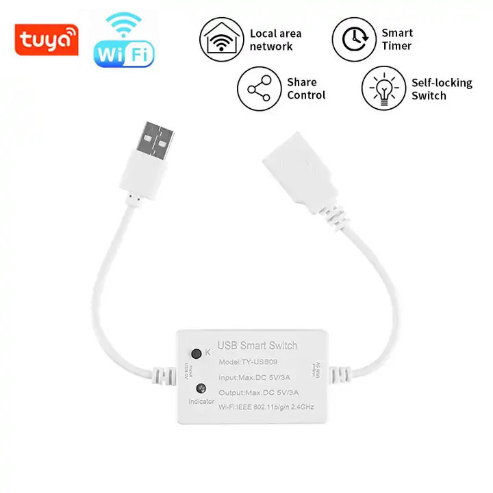 Smart Life Tuya WIFI 1CH USB A 5V 3A 15W Max Switch