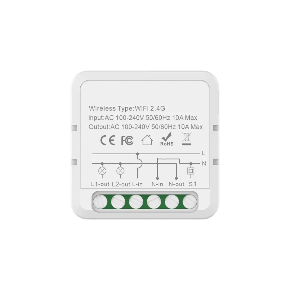 Smart Life Tuya WIFI 2CH 10A 2200W Appliance / 100W LED Light Mini Switch