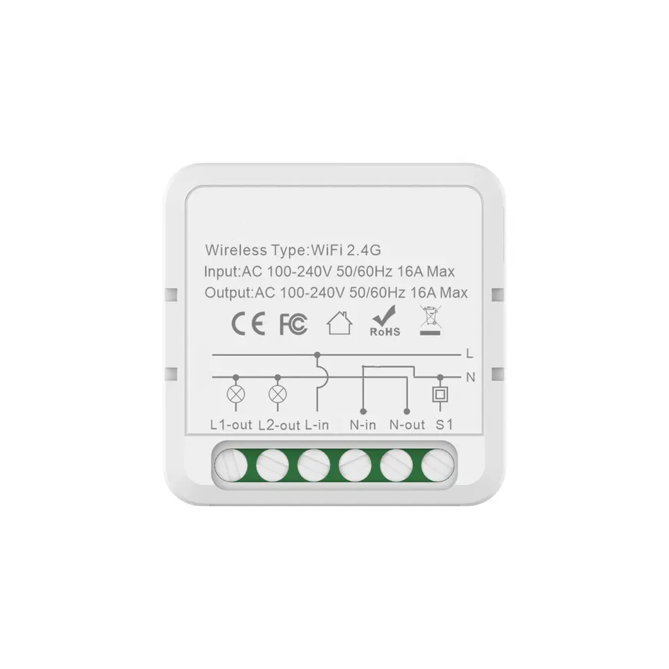 Smart Life Tuya WIFI 2CH 16A 3500W Appliance / 200W LED Light Mini Switch