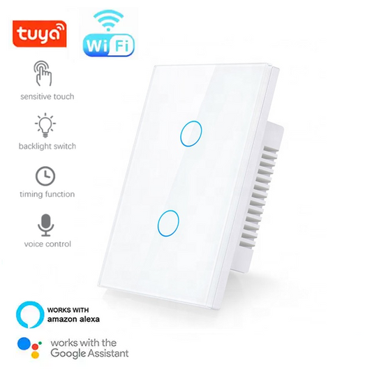 Smart Life Tuya WIFI 2CH LED Light Switch | Live & Neutral / Live & No Neutral Wire | White