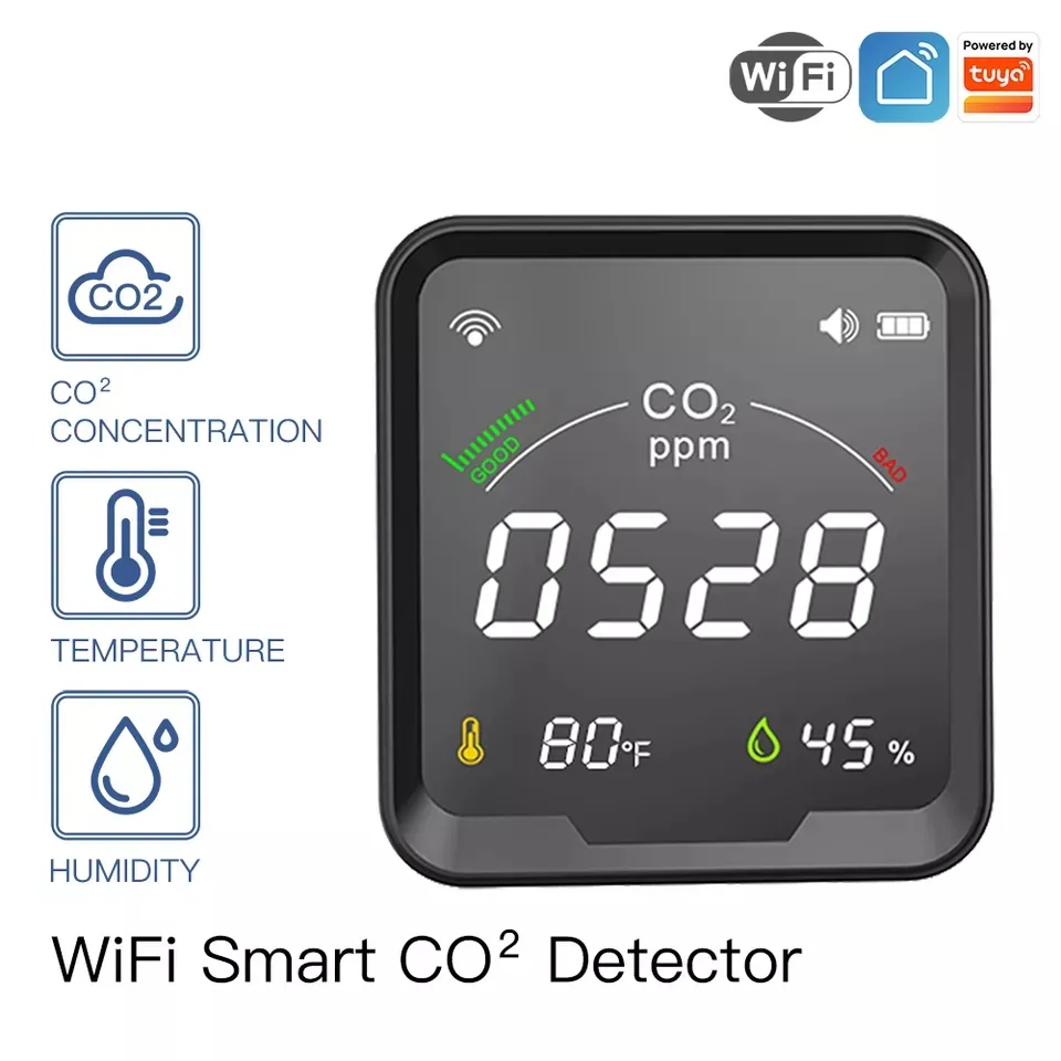Smart Life Tuya WIFI Air Quality Monitor CO2 Temperature Humidity Sensor Detector | 5V