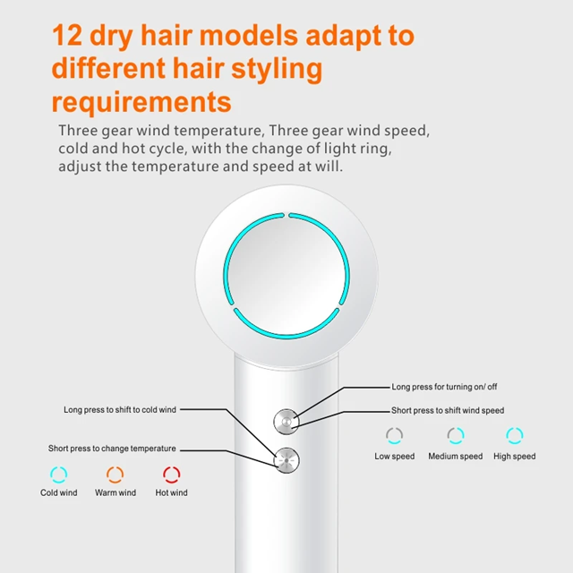 Electric Hair Blow Dryer High-Speed Quiet Leafless with Negative-Ion Technology | 1600w | 220V