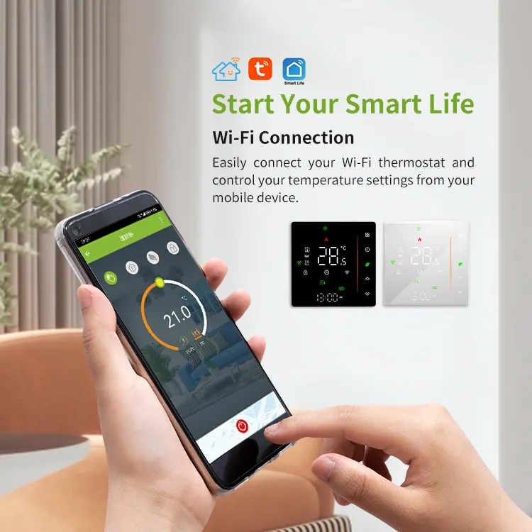 Smart Life Tuya WIFI Thermostat LCD Display Touch Screen Floor Heating Temperature Controller (White)