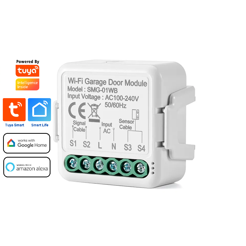 Smart Life Tuya WIFI Gate Garage Opener Mini Switch Inching Relay w/ Contact Sensor | 240V