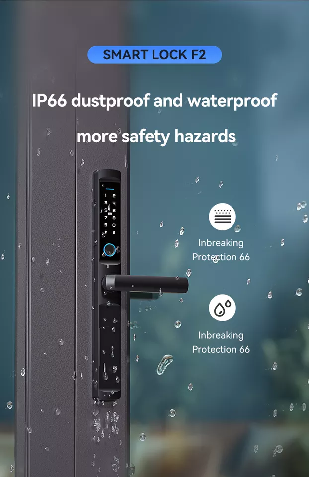 Smart Life Tuya Zigbee Door Handle Fingerprint Keypad Card Lock | F2 | Waterproof | Black