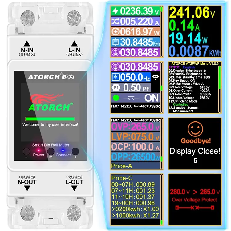 Smart Life Tuya WIFI Switch 100A 265V w/ Power Consumption Energy Monitoring Prepaid Meter