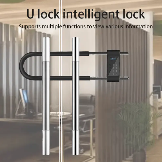 Smart Life Tuya Bluetooth Access Control Fingerprint Keypad Card Door U Lock (Black)