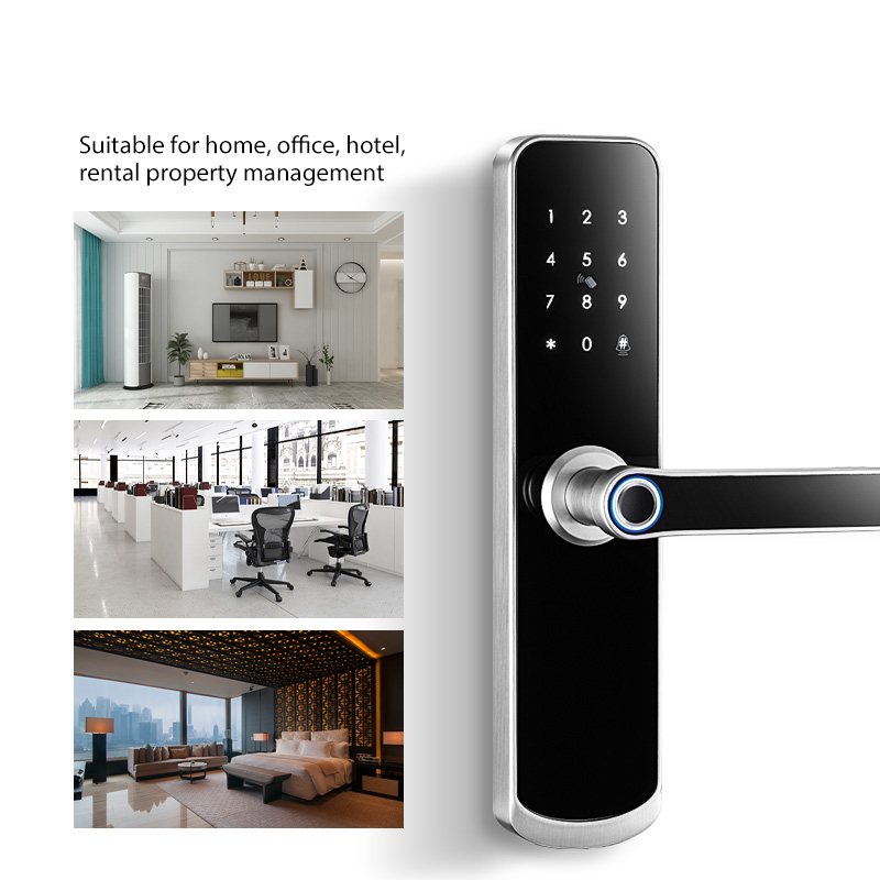 Smart Life Tuya Zigbee Door Handle Fingerprint Keypad Card Lock | H1 | Black & Silver