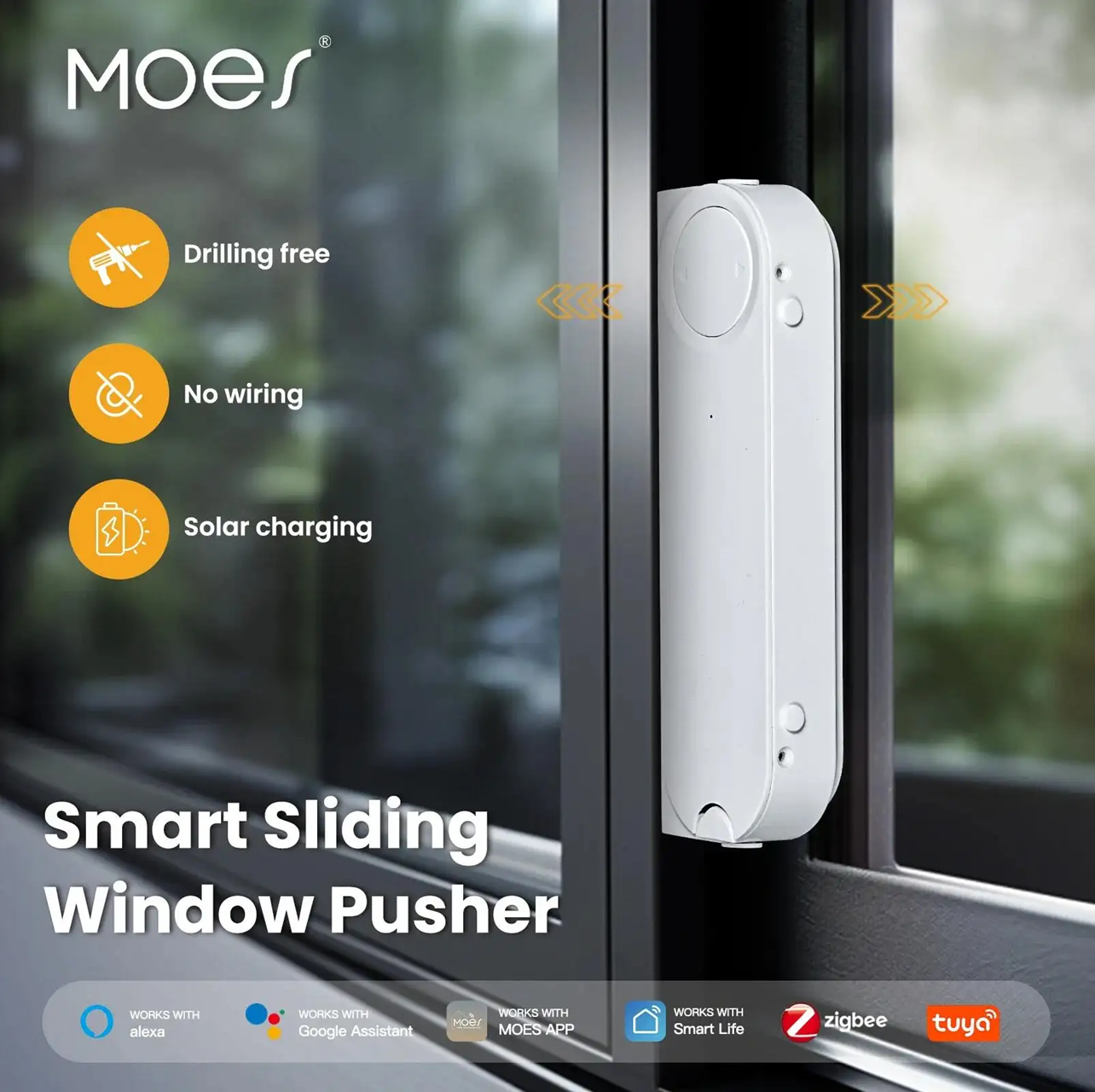 Smart Life Tuya Zigbee Sliding Door Window Opener Closer | Solar charging w/ Built in Battery & Remote | 5V