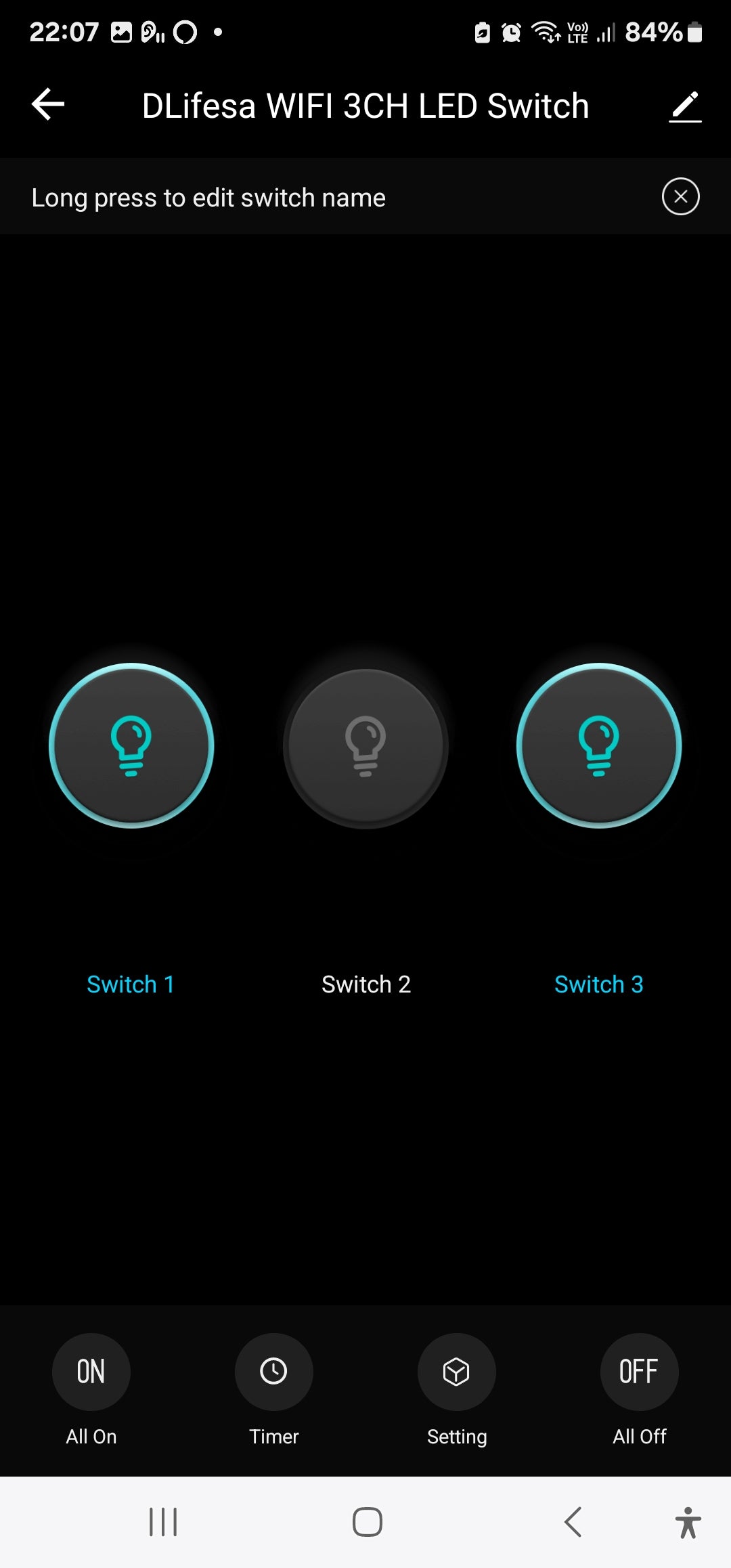 Smart Life Tuya WIFI 3CH LED Light Switch | Live & Neutral / Live & No Neutral Wire | Black