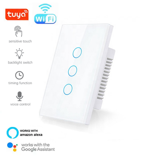 Smart Life Tuya WIFI 3CH LED Light Switch | Live & Neutral / Live & No Neutral Wire | White