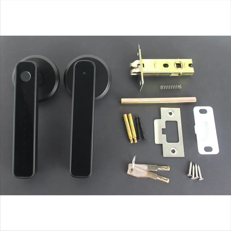Smart Life Tuya Bluetooth BLE Access Control Fingerprint Keypad Smart Door Handle Lock (Black)