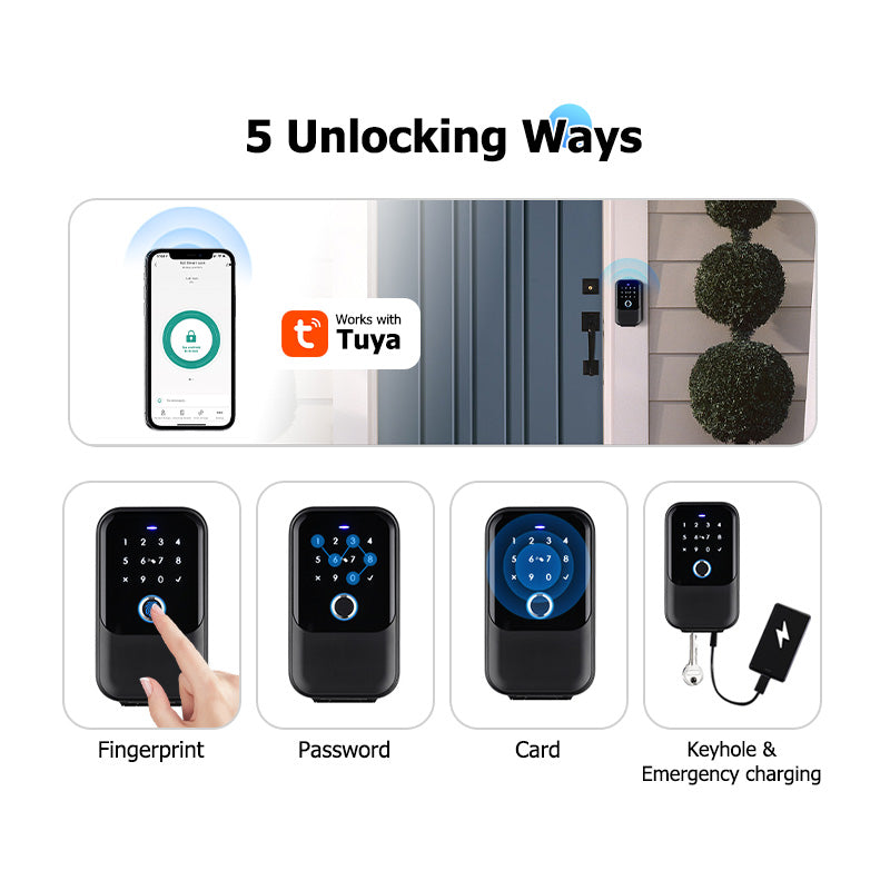 Smart Life Tuya Bluetooth Access Control Fingerprint Keypad Card Key Box (Black)