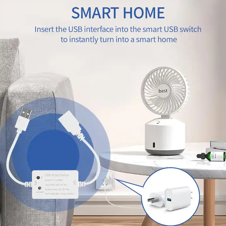 Smart Life Tuya WIFI 1CH USB A 5V 3A 15W Max Switch