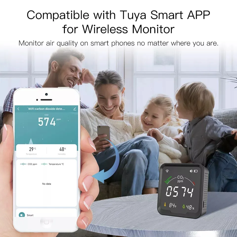 Smart Life Tuya WIFI Air Quality Monitor CO2 Temperature Humidity Sensor Detector | 5V