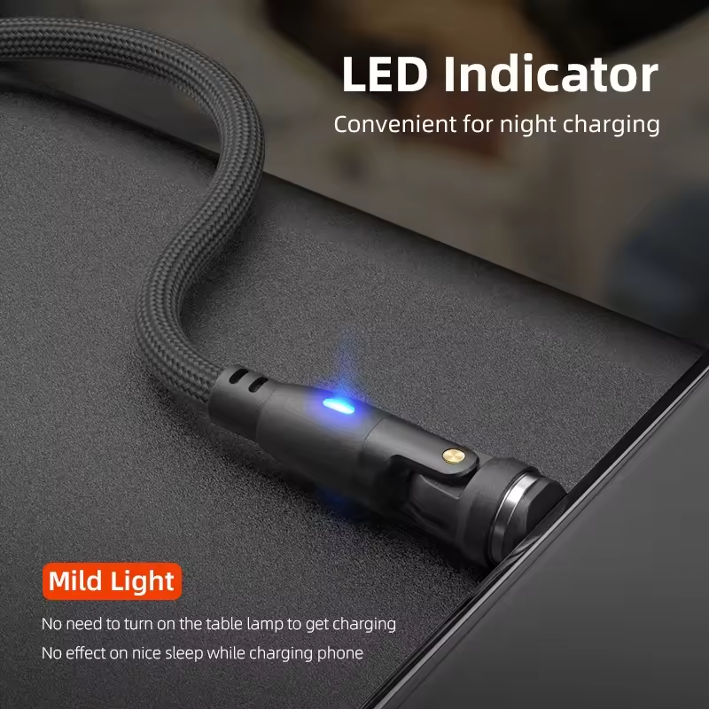 6 in 1 Magnetic Rotatable Cable Data Fast Charging PD100W 1.8m Micro, USB C, IOS Nylon Braided Red