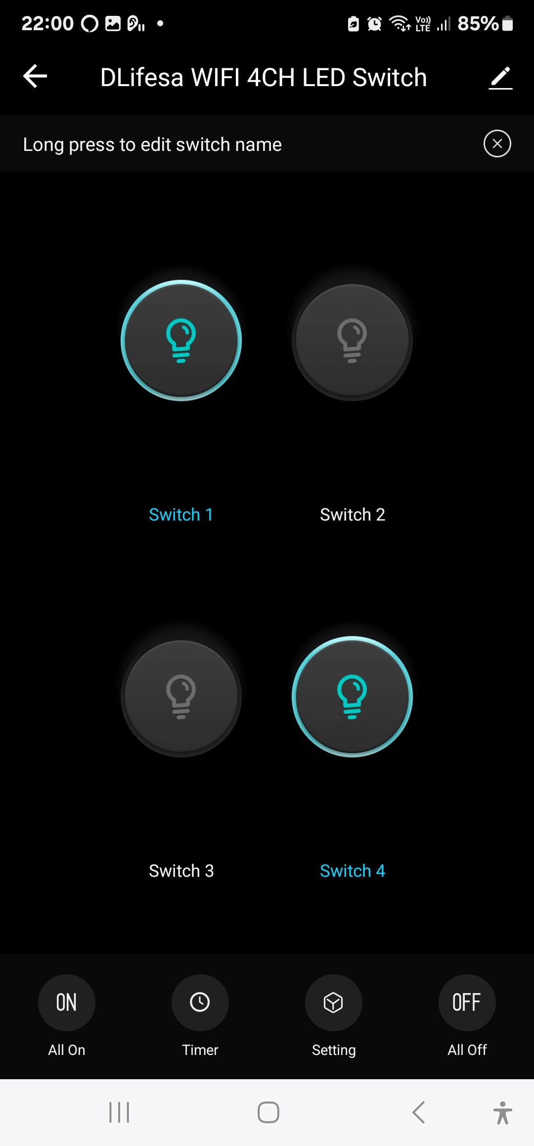 Smart Life Tuya WIFI 4CH LED Light Switch | Live & Neutral / Live & No Neutral Wire | White
