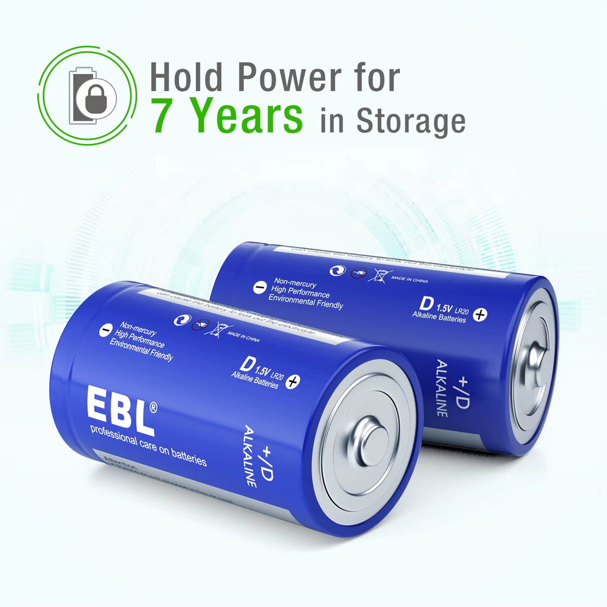 EBL D Alkaline Battery | 1.5V | 20000mAh | 2 Pack