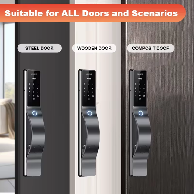Smart Life Tuya WIFI Door Handle Face Fingerprint Keypad Card Video Doorbell Intercom Lock