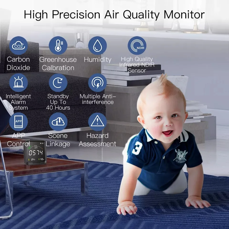 Smart Life Tuya WIFI Air Quality Monitor CO2 Temperature Humidity Sensor Detector | 5V
