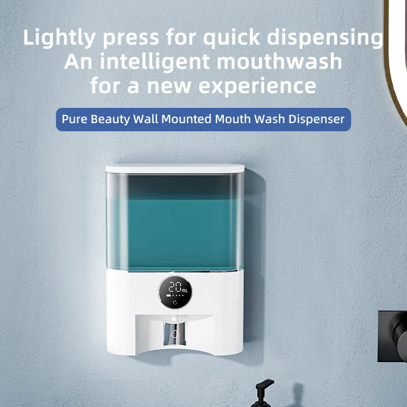 Electric Mouthwash Liquid Dispenser | 5V Rechargeable | 500ml Refillable | Wall Mounted | Black