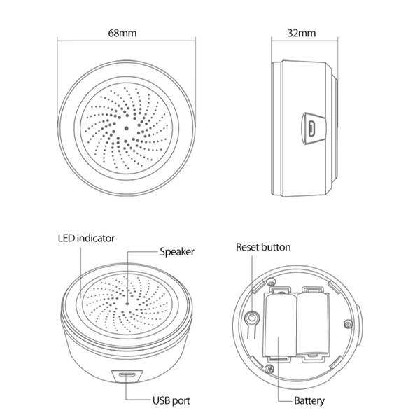 Smart Life Tuya Zigbee Siren Alarm / Chime Speaker | 90dB | 5V