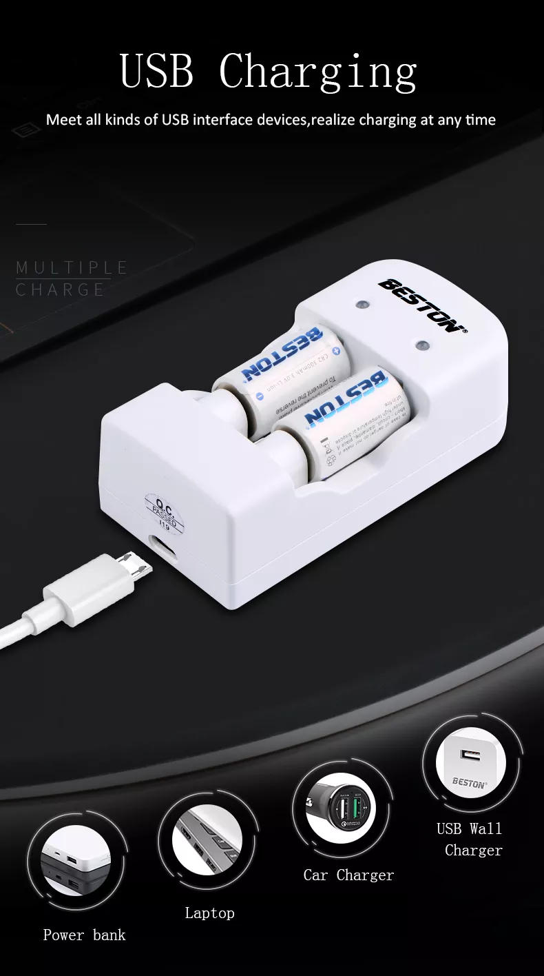 BESTON CR2 Rechargeable Lithium Battery | 15270 | 3V | 300mAh | 2 Pack