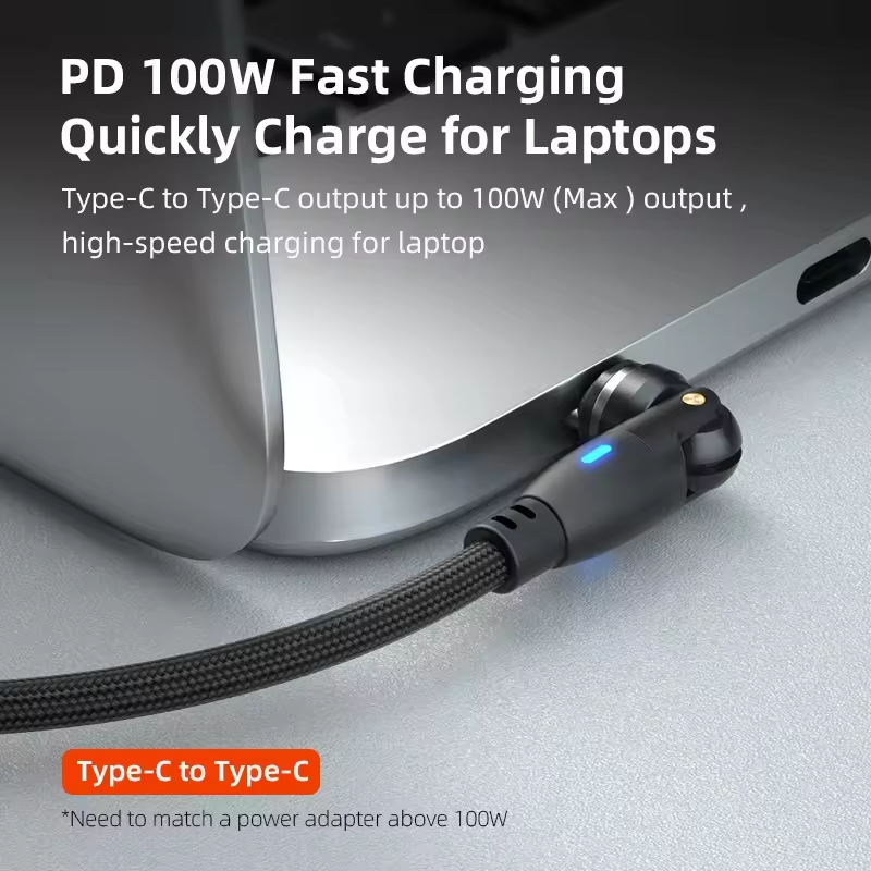 6 in 1 Magnetic Rotatable Cable Data Fast Charging PD100W 1.8m Micro, USB C, IOS Nylon Braided Red